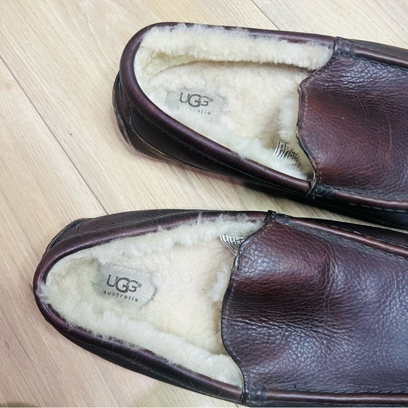 UGG Dark Brown Lined Ascot Leather Driving Loafers 10 main image 7